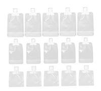 OUNONA 15pcs Travel Cosmetic Squeeze Pouches Set, Refillable 30ml 50ml 100ml Square Bottles for Skincare and Toiletries, Portable Leak-proof Travel Makeup Bags for Liquid Shampoo and Lotion