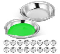 OUNONA 18pcs Stainless Steel Paint Palette for Mediums with Compact Design, Small round Color Mixing Tray for Watercolor Painting and Nail Polish Mixing