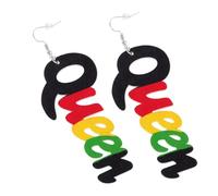 OUNONA 1Pair Queen Letter Wood Dangle Earrings for Women African Inspired Ear Jewelry for Daily Wear Weddings and Parties Craftsmanship with Comfortable Fit