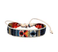 OUNONA 1PC Colorful Ethnic Style Embroidery Bracelet for Women Handmade Simple Leisure Wrist Strap Chic for Unique Design Bright Colors Vibes
