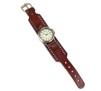 OUNONA 1Pc Genuine Cowhide Bracelet Watch for Women Vintage Roman Style Casual Quartz Wristwatch Light Coffee Soft Comfortable Design Birthdays Special