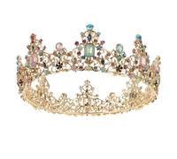 OUNONA 1pc Retro Colorful Diamond Round Bride Style Headdress Elegant Wedding Hair Accessory for Brides and Bridesmaids Rhinestone Decor