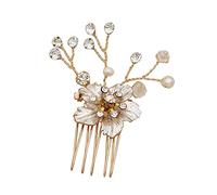 OUNONA 1pc Rhinestone Inlaid Alloy Flower Hair Insertion Comb Elegant Bridal Accessory for Weddings Parties and Special Occasions Comfortable and Durable Hair Comb Stunning Gold Design