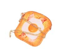 OUNONA 1Pc Toast Shape Chain Bag Cute Bacon and Egg Mini Crossbody Pouch for Women Soft Cloth Stylish Chain Shoulder Strap Portable Phone and Makeup Storage Toast
