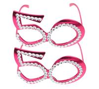 OUNONA 2 Pairs Birthday Celebration Eyeglasses with Rhinestones of Fun Photo Props for Birthday Decorations Unique Party Accessories for Adults for Masquerade and Carnival Celebrations