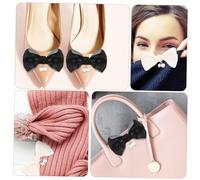 OUNONA 2 Pairs Detachable Bowknot Shoe Clips with Faux Pearls Lightweight and Gauze Buckles for Wedding Bridal Shoes Classic Black and White Accessories for Pumps and High Heels