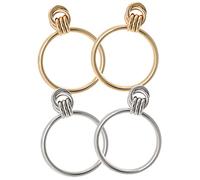 OUNONA 2 Pairs Exaggerated Circle Dangle Earrings of Gold Silver Fashion Jewelry for Women Statement Drop Ear Danglers for Daily Wear Anniversaries and Special Occasions