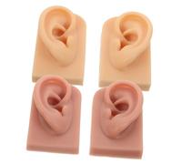 OUNONA 2 Pairs Soft Silicone Fake Ear Display Model Left Right Flexible Human Ear for Piercing Practice Jewelry Showcase Anatomy Learning Reusable Portable