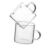 OUNONA 2 Pcs Clear Glass Coffee Mugs Espresso Cups with Dual Spout Design and Stylish Tea Cups for Hot Drinks for Home and Office Use
