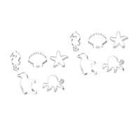 OUNONA 2 Sets 5 Pcs Cookie Cutters Set 8 Fish Shaped Molds Biscuit Molds Fruit Non-Rusting Dishwasher Safe Ideal for Parties