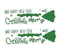 OUNONA 2 Sheets Xmas Tree Window Stickers PVC Glass Decals Merry Christmas Happy Year Removable Decorations for Home Store Party