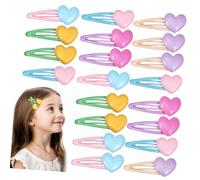 OUNONA 20 Pcs Heart Snap Hair Clips Colorful Side Hair Barrettes for Girls and Women in Pink Rose Yellow Lake Blue Purple Soft Pastel Shades
