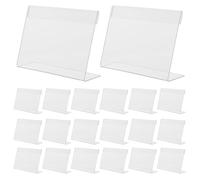 OUNONA 20pcs Acrylic Price Tag Holder L Shape Stand, Mini Sign Display Holder 12x8cm for Retail Counters, Desk Card Stands Suitable for Shop Price Labels