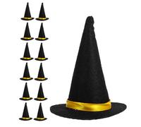 OUNONA 20pcs Mini Felt Witch Hats for Halloween Wine Bottle Toppers Reusable Lightweight Indoor Decoration Compact DIY Party Craft Accessories Black