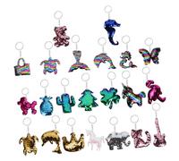 OUNONA 22pcs Colorful Sequin Keychain Pendant Glitter Craft Keyrings Chic Bag Charms for Women Birthday Party Decorations and Backpack Accessories