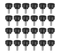OUNONA 24pcs Knurled Clamping Knobs Male Thread Thumb Screw On Type Plastic Round Head Threaded Hand Bolt Stud Knobs Black
