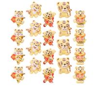 OUNONA 25pcs DIY Tiger Charms for Phone Cover and Headdress Resin | Yellow Assorted Style, Compact Small Pieces, Safe Odorless Finish, Fine Workmanship for Decorating Cases and Random Style