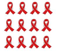 OUNONA 25pcs Red Enamel Ribbon Pins Breast Cancer Awareness Brooches Bulk Set for Charity Support and Health Accessories