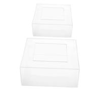 OUNONA 2pcs Acrylic Square Cake Display Stand with Stackable Design and Cover Sturdy Minimalist Cake Holder for Weddings and Gatherings Prevents from Losing Shape