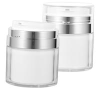OUNONA 2pcs Airless Press Pump Cream Jars Transparent Refillable Cosmetic Containers with Design for Skincare Travel and Makeup Storage