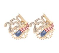 OUNONA 2pcs American Flag Lapel Pin with Sparkling Rhinestones Alloy Patriotic Brooches for Independence Day Parade and Fourth of July Celebration