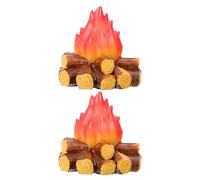 OUNONA 2pcs Artificial Firewood Lamp: Realistic Flame Effect Night Light for - Waterproof Campfire Lantern for Camping and Festival Decor(No Battery)