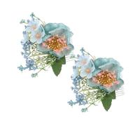 OUNONA 2PCS Artificial Hawaiian Flower Hair Clips Lightweight Hibiscus Side Combs for Women Bridal Wedding Boho Tropical Updo Accessories