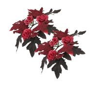 OUNONA 2pcs Artificial Maple Leaf Candle Rings Polyester Fall Leaf Wreaths for Pillar Candles Realistic Autumn Harvest Decor for Thanksgiving Wedding and Seasonal Centerpieces