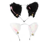 OUNONA 2pcs Black Fluffy Cat Ears Headband Plush Headdress Cosplay Headgear for Party Performance Kitten Accessories Fox Ears Headband