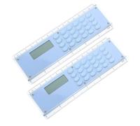 OUNONA 2pcs Blue Plastic Calculator Ruler with Basic Math Operations and Dual Measurement, 15cm Compact and Portable Measuring Tool for Math Class and Geometry Use