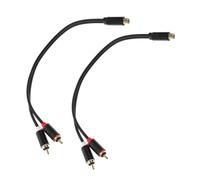 OUNONA 2pcs Car Audio Line Tablet Rca Connector Cord Female Rca Video Cable Y Shaped Extension Cord for Smartphone Two-channel Audio Cable Pvc Black