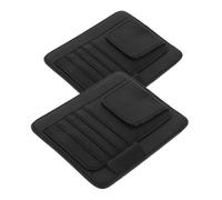 OUNONA 2pcs Car Sun Visor Organizer in Black Fake Sunglass Holder with UV Protection Space Saving Storage Pouch for Travel Documents Cards and License Fit for Trucks and Cars