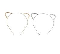 OUNONA 2pcs Cat Ears Headband Diamond Sparkling Crystal Jewelry for Girls for Halloween Cosplay Party
