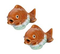 OUNONA 2pcs Ceramic Toilet Bolt Covers with Unique Carp Design Porcelain Screw Caps Easy DIY Installation Decorative Bathroom Floor Protector Yellow Small