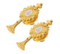 OUNONA 2pcs Cross Brooch Pins Metal Fashion Accessory for Baptism Ceremonies Spiritual Gatherings Faith-based Celebrations Elegant Design for Men Women