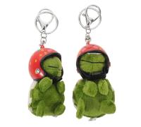 OUNONA 2pcs Cute Plush Turtle Keychain with Helmet Ocean Stuffed Turtle Charm for Backpack Car Keys Bag Decoration Lightweight Cartoon Animal Pendant Friends and Family