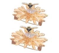 OUNONA 2pcs Daisy and Honey Bee Brooch Pins Rhinestone Flower Lapel Pins for Women Floral Jewelry for Dresses Scarves Coats Party Accessories