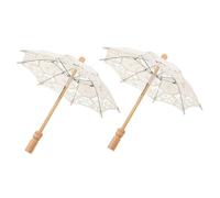 OUNONA 2pcs Decorative Lace Umbrellas for Bride Elegant Cotton Wedding Photo Props Charming Bridal Parasol with Comfortable Handle for Wedding Ceremony and Reusable Use
