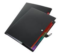 OUNONA 2pcs Expanding Accordion File Organizer Folder with 7 Pockets and Snap Button, Black Pp Material, Suitable for A4 Standard Paper and Receipts, for Work