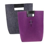OUNONA 2Pcs Felt Tote Bag for Bible Grocery Storage Durable Church Bag with Pocket Grey Felt Carrying Case for Mobile Phone Wallet and Essentials