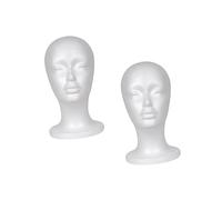 OUNONA 2pcs Female Foam Head Model Wig Display Stand Mannequin Head White for Hat Scarf Display Retail Use