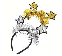 OUNONA 2pcs Five-pointed Star Headband Silver Gold Creative Hairband Party Headdress Year Celebration Hair Decor Christmas Festival