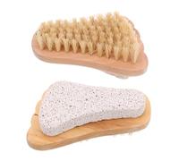 OUNONA 2pcs Foot Scrubbing Brush with Natural Boar Bristles and Pumice Stone for Callus Removal Exfoliating Dry Skin Massage and Pedicure Accessories Portable Lightweight Tool for Wet