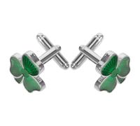 OUNONA 2pcs Green Shamrock Cufflinks for Men Made of Sturdy Alloy Material, Easy to Put, for Business and Parties, Classic Elegant Design for St Patrick's Day Accessories