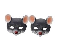 OUNONA 2pcs Halloween Rat Masks for Adults Lightweight Foam Interior Comfortable Fit Realistic Mouse Animal Head Costume for Carnival Parties Cosplay