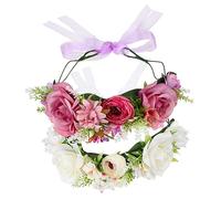 OUNONA 2pcs Handmade Flower Headband Wedding Bridal Garland Hair Accessories Rose Floral Crown for Women Girls Bridal Shower Party