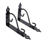 OUNONA 2pcs Heavy Duty Iron Triangle Shelf Brackets Wall Mounted Rack Support for DIY Floating Shelves Rustic Industrial Style Black Wall Brackets for Kitchen Living Office Storage and