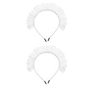 OUNONA 2pcs Maid Headband: Lolita Lace Headband - White Cosplay Headdress - Women's Ruffled Lace Hair Hoop for Maid Costume Tea Party Gothic Cosplay