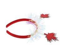 OUNONA 2pcs Maple Leaf Headbands for Women with Red Felt Cloth and Glitter Tinsel, Versatile Hair Decoration Accessories for Festival Parties and Canadian Celebrations