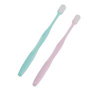 OUNONA 2PCS Micro-Nano Ultra Soft Toothbrushes for Family Gum Care Flexible Brush Heads for Sensitive Gums Non-Slip Grip Handle Pink Sky Blue